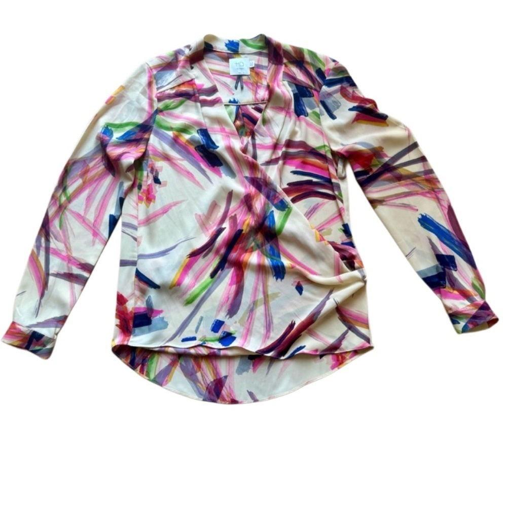 Anthropologie HD in Paris Watercolor Wrap Top - Picture 2 of 7